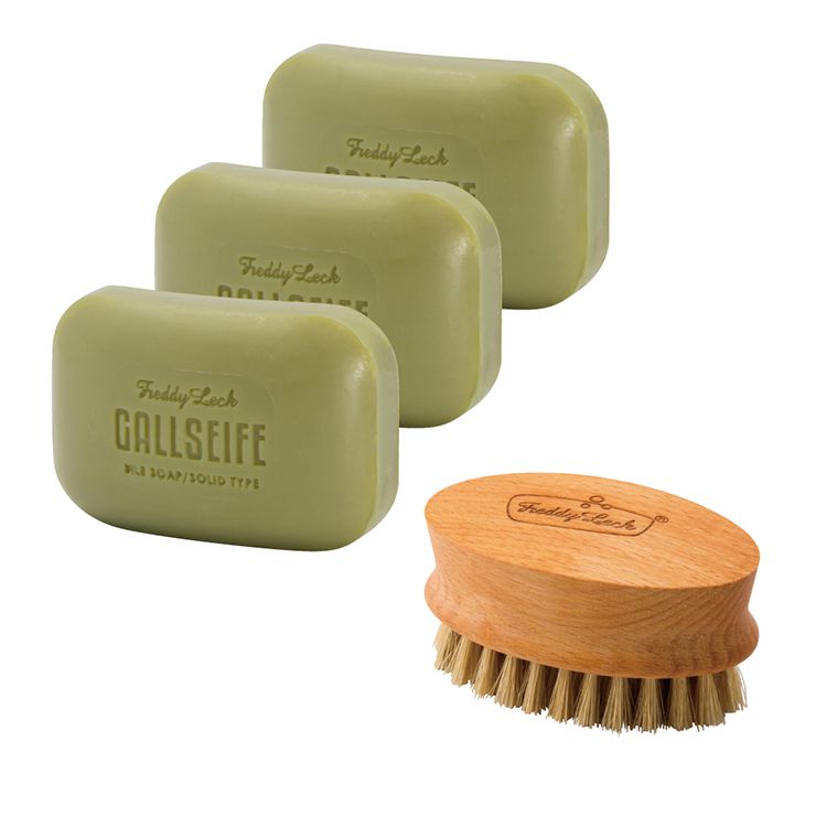 Freddy Leck(フレディレック) ランドリーブラシ+ガルザイフェ3個 衣類のシミ抜き 襟袖洗い 石けん 石けん おしゃれ シンプル