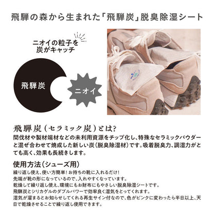 シューズ用 脱臭除湿シート 3足用 飛騨 炭素材 吸着脱臭力 調湿力 エコ 脱臭除湿材 シリカゲル 脱臭 除湿 自然(代引不可)