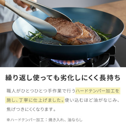 【藤田金属×リコメン堂】 鉄フライパン 20cm 深型 注ぎ口付き IH対応 日本製 PFOAフリー フッ素不使用 フライパン ガス火 軽い 油ならし シーズニング不要 鉄分補給 木柄 ブナ 白木 握りやすい