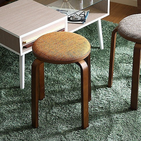 スツール 木製 ファブリック曲木スタッキングスツール イエロー W320×D320×H470mm ポリエステル プラスティク 合板曲木 おしゃれ 北欧 椅子 イス チェア いす (代引不可)