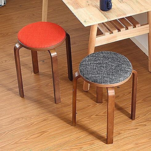 スツール 木製 ファブリック曲木スタッキングスツール オレンジ W320×D320×H470mm ポリエステル プラスティク 合板曲木 おしゃれ 北欧 椅子 イス チェア いす (代引不可)