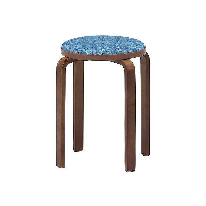 スツール 木製 ファブリック曲木スタッキングスツール ブルー W320×D320×H470mm ポリエステル プラスティク 合板曲木 おしゃれ 北欧 椅子 イス チェア いす (代引不可)