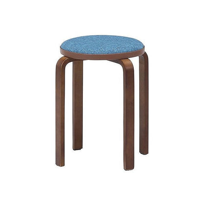 スツール 木製 ファブリック曲木スタッキングスツール ブルー W320×D320×H470mm ポリエステル プラスティク 合板曲木 おしゃれ 北欧 椅子 イス チェア いす (代引不可)