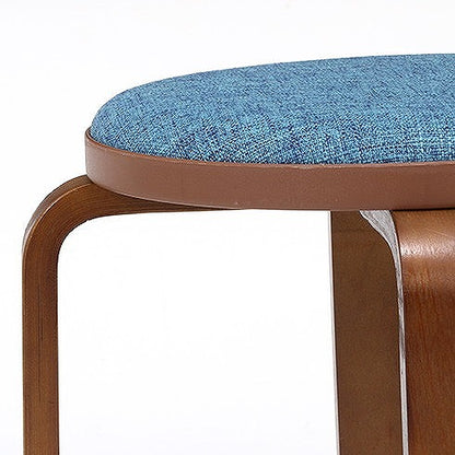 スツール 木製 ファブリック曲木スタッキングスツール ブルー W320×D320×H470mm ポリエステル プラスティク 合板曲木 おしゃれ 北欧 椅子 イス チェア いす (代引不可)