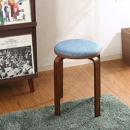 スツール 木製 ファブリック曲木スタッキングスツール ブルー W320×D320×H470mm ポリエステル プラスティク 合板曲木 おしゃれ 北欧 椅子 イス チェア いす (代引不可)