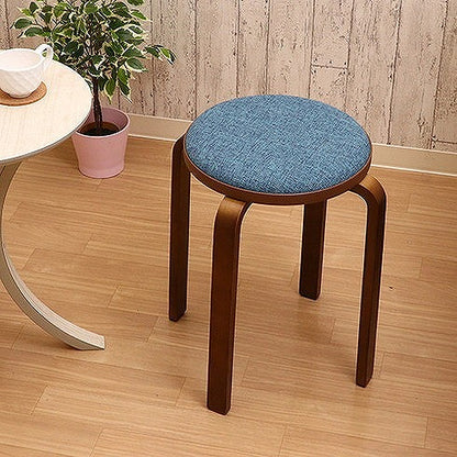 スツール 木製 ファブリック曲木スタッキングスツール ブルー W320×D320×H470mm ポリエステル プラスティク 合板曲木 おしゃれ 北欧 椅子 イス チェア いす (代引不可)