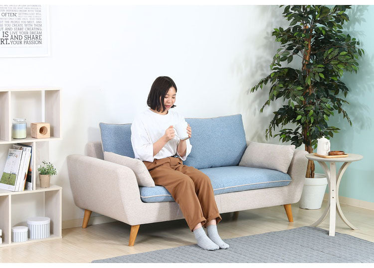 ソファ 2人掛け 2.5人掛け 幅167 ツートン おしゃれ 北欧 ファブリック カフェ ソファー sofa 二人掛け 2.5P ローソファ フロアソファ かわいい(代引不可)