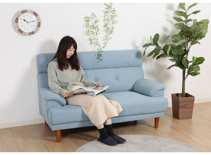ソファ ハイバックソファ 2人掛け 幅150 ブルー おしゃれ 北欧 ファブリック カフェ ソファー sofa 二人掛け 2P ローソファ フロアソファ かわいい(代引不可)