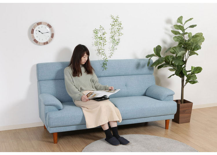 ソファ ハイバックソファ 3人掛け 幅180 ブルー おしゃれ 北欧 ファブリック カフェ ソファー sofa 三人掛け 3P ローソファ フロアソファ かわいい(代引不可)