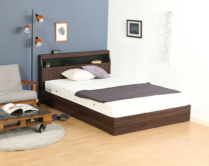 ベッドフレーム 木製 ダブル LEDライト付き コンセント付き 収納付き 引き出し付き ロータイプ モダン ヴィンテージ風 おしゃれ ベッド シンプル ローベッド ベッド 木製ベッド(代引不可)