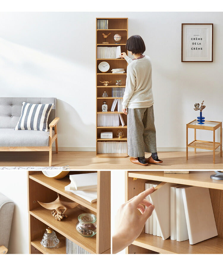 本棚 大容量 幅42 奥行19 高さ180 スリムタイプ 薄型 文庫本 書棚 DVD CD 漫画 マンガ 収納 ラック 地震対策 転倒防止 隙間収納 ブックシェルフ コミック収納