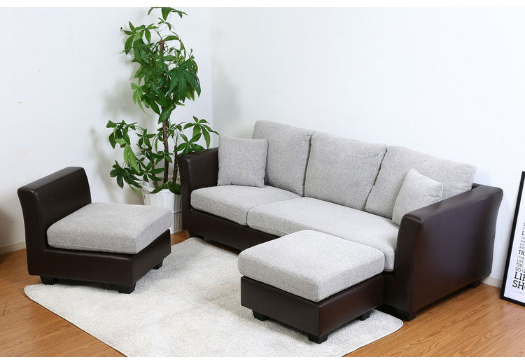 ソファ カウチソファ 3人掛け 幅198 おしゃれ 北欧 ファブリック 合成皮革 カフェ ソファー sofa 三人掛け 3P ローソファ フロアソファ かわいい(代引不可)