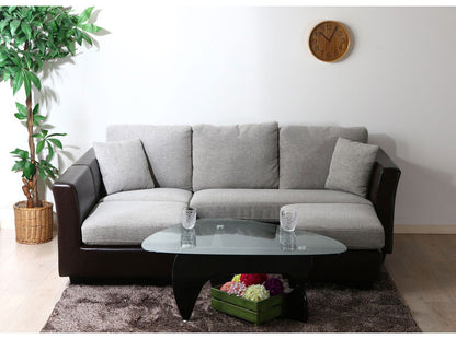 ソファ カウチソファ 3人掛け 幅198 おしゃれ 北欧 ファブリック 合成皮革 カフェ ソファー sofa 三人掛け 3P ローソファ フロアソファ かわいい(代引不可)