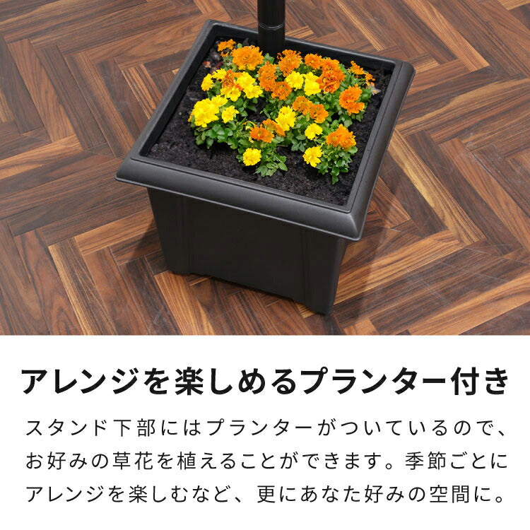 ソーラースタンドライト プランター付き 3灯 LEDライト ガーデンライト ソーラー充電 照明 外灯 門灯 防塵 防水 屋外 ガーデン 玄関 防犯 アンティーク ガス灯(代引不可)