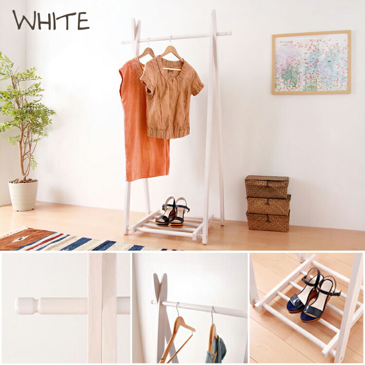 木製 ハンガー　ハンガーラック　コートハンガー ポールハンガー 折りたたみ可能 ブラウン ホワイト【Couth】 クース