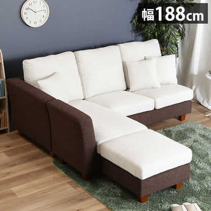 ソファ カウチソファ 3人掛け 幅188 おしゃれ 北欧 ファブリック カフェ ソファー sofa 三人掛け 3P ローソファ フロアソファ かわいい(代引不可)