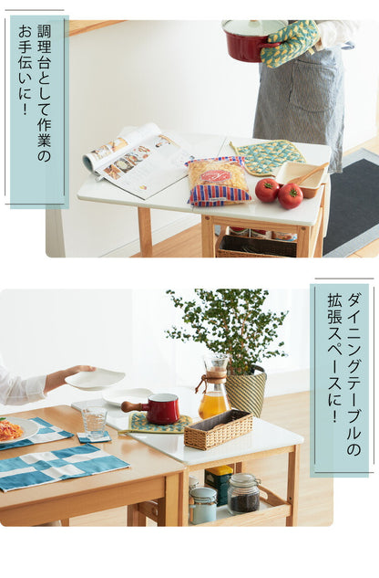 バタフライワゴン 折り畳み式 キッチンワゴン 3段 幅35cm キャスター付き 木製 天然木 サイドワゴン キッチンラック リビング デスク テーブルワゴン北欧 作業台 おしゃれ 韓国インテリア