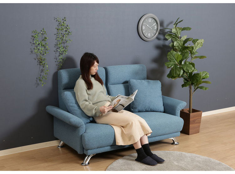 ソファ ハイバックソファ 2人掛け 幅160 ターコイズブルー おしゃれ 北欧 ファブリック カフェ ソファー sofa 二人掛け 2P ローソファ フロアソファ かわいい(代引不可)