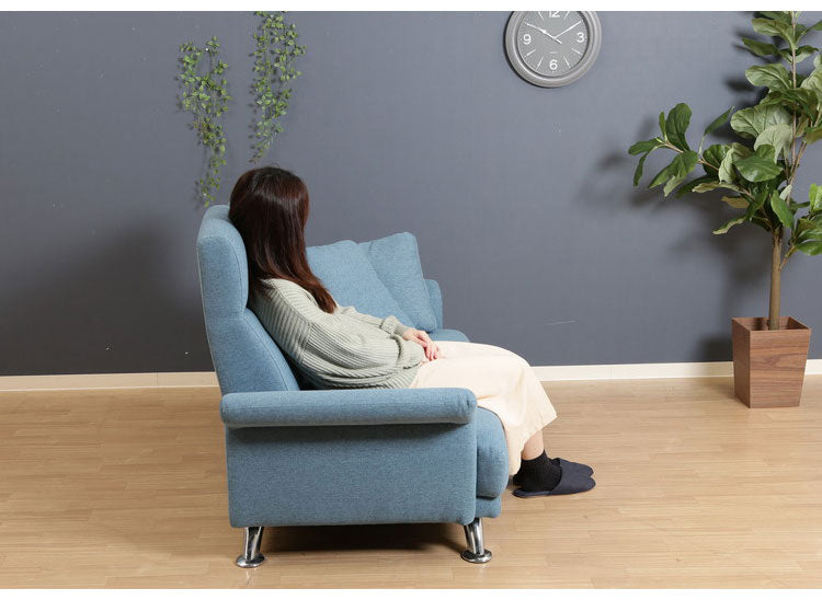 ソファ ハイバックソファ 2人掛け 幅160 ターコイズブルー おしゃれ 北欧 ファブリック カフェ ソファー sofa 二人掛け 2P ローソファ フロアソファ かわいい(代引不可)
