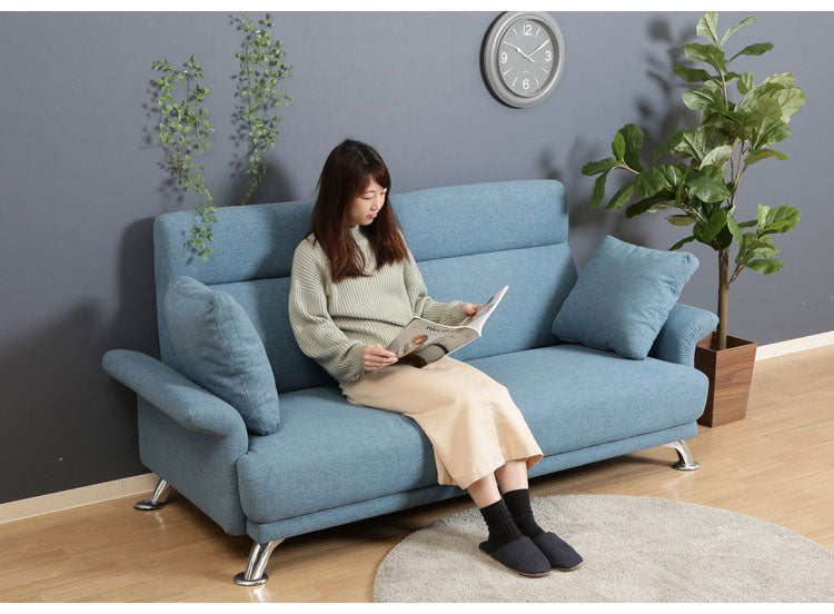 ソファ ハイバックソファ 3人掛け 幅196 ターコイズブルー おしゃれ 北欧 ファブリック カフェ ソファー sofa 三人掛け 3P ローソファ フロアソファ かわいい(代引不可)