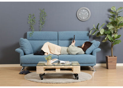 ソファ ハイバックソファ 3人掛け 幅196 ターコイズブルー おしゃれ 北欧 ファブリック カフェ ソファー sofa 三人掛け 3P ローソファ フロアソファ かわいい(代引不可)