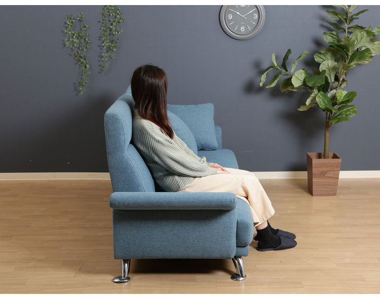 ソファ ハイバックソファ 3人掛け 幅196 ターコイズブルー おしゃれ 北欧 ファブリック カフェ ソファー sofa 三人掛け 3P ローソファ フロアソファ かわいい(代引不可)