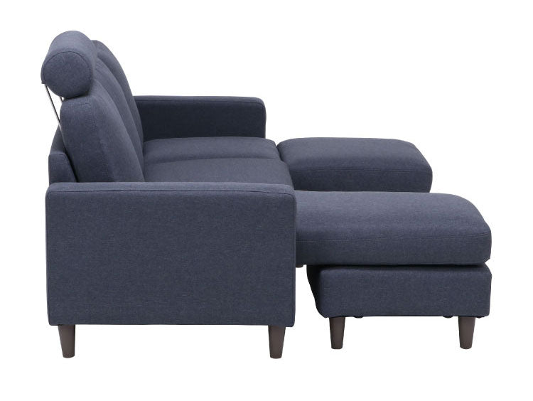 ソファ カウチソファ 3人掛け 幅185 ヘッドレスト付き オットマン スツール おしゃれ 北欧 ファブリック カフェ ソファー sofa 三人掛け 3P ローソファ フロアソファ かわいい(代引不可)