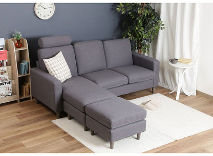 ソファ カウチソファ 3人掛け 幅185 ヘッドレスト付き オットマン スツール おしゃれ 北欧 ファブリック カフェ ソファー sofa 三人掛け 3P ローソファ フロアソファ かわいい(代引不可)