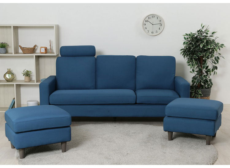 ソファ カウチソファ 3人掛け 幅185 ヘッドレスト付き オットマン スツール おしゃれ 北欧 ファブリック カフェ ソファー sofa 三人掛け 3P ローソファ フロアソファ かわいい(代引不可)