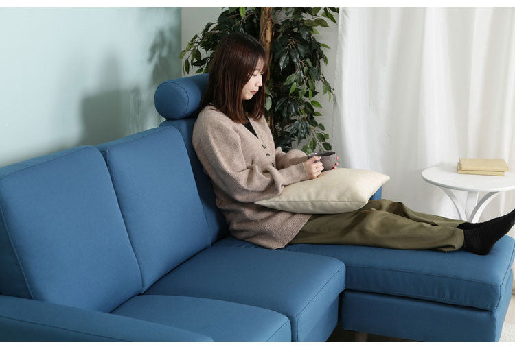 ソファ カウチソファ 3人掛け 幅185 ヘッドレスト付き オットマン スツール おしゃれ 北欧 ファブリック カフェ ソファー sofa 三人掛け 3P ローソファ フロアソファ かわいい(代引不可)