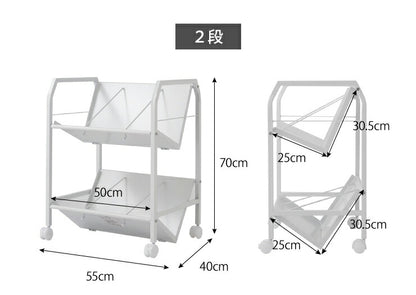 ファイルワゴン 2段 ホワイト ワゴン 収納 収納ケース リビング オフィス 本棚 ラック 棚 書棚 書類 ファイル(代引不可)