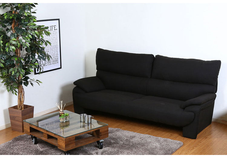 ソファ ハイバックソファ 3人掛け 幅200 ブラック ベージュ おしゃれ 北欧 ファブリック カフェ ソファー sofa 三人掛け 3P ローソファ フロアソファ かわいい(代引不可)