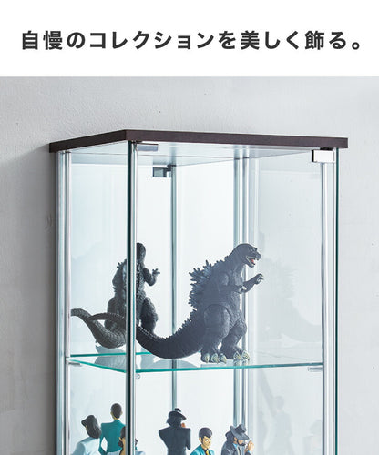 ガラスコレクションケース フィギュアケース 3段 背面ミラー 付き 幅42.5cm 奥行36.5cm 高さ86cm ブラウン 強化ガラス(代引不可)