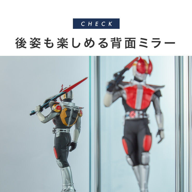 ガラスコレクションケース フィギュアケース 3段 背面ミラー 付き 幅42.5cm 奥行36.5cm 高さ86cm ブラウン 強化ガラス(代引不可)