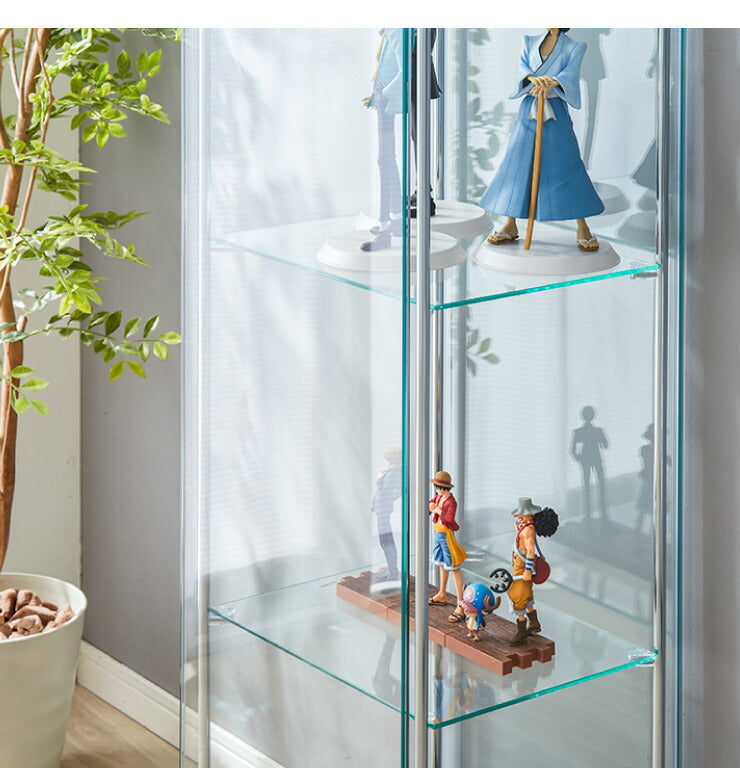 ガラスコレクションケース フィギュアケース 3段 4面ガラス 幅42.5cm 奥行36.5cm 高さ86cm ブラウン 強化ガラス マグネット式(代引不可)