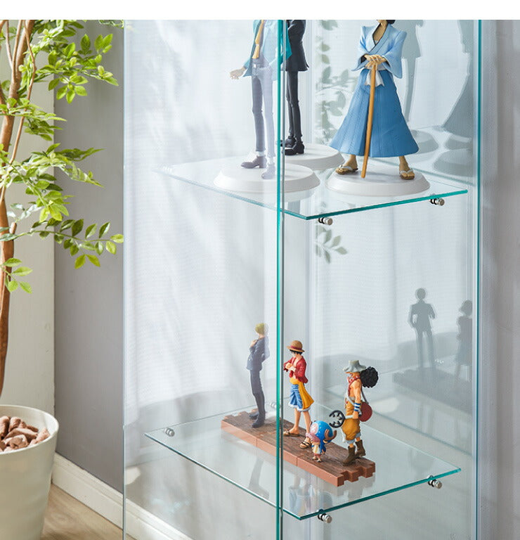 ガラスコレクションケース フィギュアケース 4段 クリア 4面ガラス 幅42.5cm 奥行36.5cm 高さ162cm ブラック 強化ガラス(代引不可)