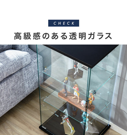 ガラスコレクションケース フィギュアケース 4段 クリア 4面ガラス 幅42.5cm 奥行36.5cm 高さ162cm ブラック 強化ガラス(代引不可)