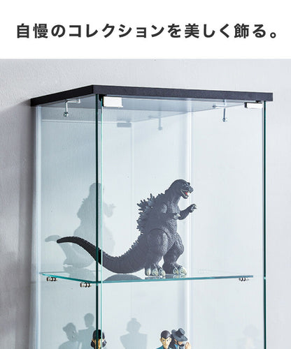 ガラスコレクションケース フィギュアケース 3段 クリア 4面ガラス 幅42.5cm 奥行36.5cm 高さ86cm ブラック 強化ガラス(代引不可)