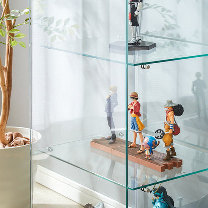 ガラスコレクションケース フィギュアケース 3段 クリア 全面ガラス 幅42.5cm 奥行36.5cm 高さ85cm 強化ガラス ブラック(代引不可)