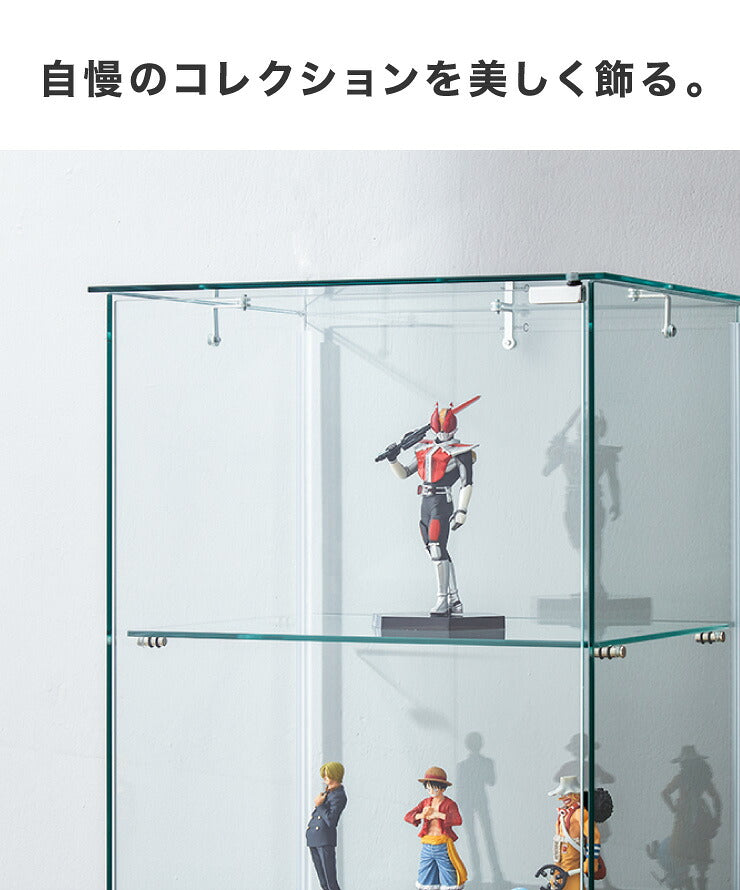 ガラスコレクションケース フィギュアケース 3段 クリア 全面ガラス 幅42.5cm 奥行36.5cm 高さ85cm 強化ガラス ブラック(代引不可)