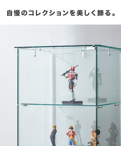 ガラスコレクションケース フィギュアケース 3段 クリア 全面ガラス 幅42.5cm 奥行36.5cm 高さ85cm 強化ガラス ブラック(代引不可)