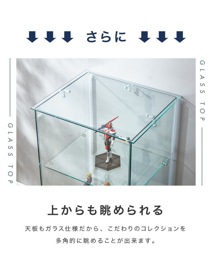 ガラスコレクションケース フィギュアケース 3段 クリア 全面ガラス 幅42.5cm 奥行36.5cm 高さ85cm 強化ガラス ブラック(代引不可)