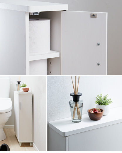 トイレラック 幅16×奥行45×高さ62cm キャスター付き 隙間収納 スリム 省スペース 新生活 収納 サニタリー収納 トイレ収納 トイレ収納カート トイレ ラック ストッカー トイレットペーパー ホワイト