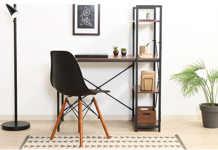 シンプルデスク ラック付き 本棚 作業机 デスク シェルフ リモートワーク 勉強机 学生 新生活 一人暮らし(代引不可)