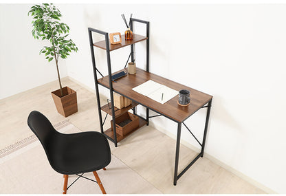 シンプルデスク ラック付き 本棚 作業机 デスク シェルフ リモートワーク 勉強机 学生 新生活 一人暮らし(代引不可)