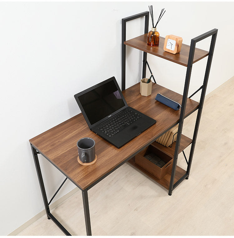 シンプルデスク ラック付き 本棚 作業机 デスク シェルフ リモートワーク 勉強机 学生 新生活 一人暮らし(代引不可)