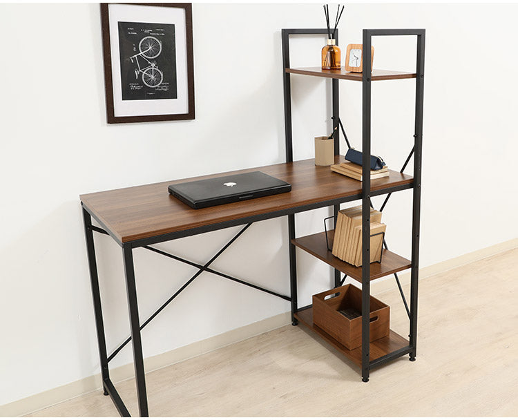 シンプルデスク ラック付き 本棚 作業机 デスク シェルフ リモートワーク 勉強机 学生 新生活 一人暮らし(代引不可)