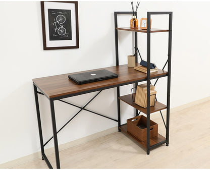 シンプルデスク ラック付き 本棚 作業机 デスク シェルフ リモートワーク 勉強机 学生 新生活 一人暮らし(代引不可)