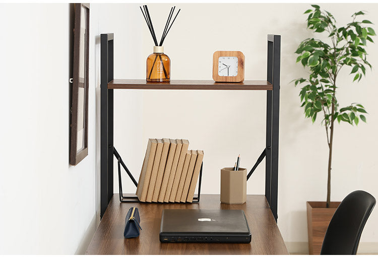 シンプルデスク ラック付き 本棚 作業机 デスク シェルフ リモートワーク 勉強机 学生 新生活 一人暮らし(代引不可)