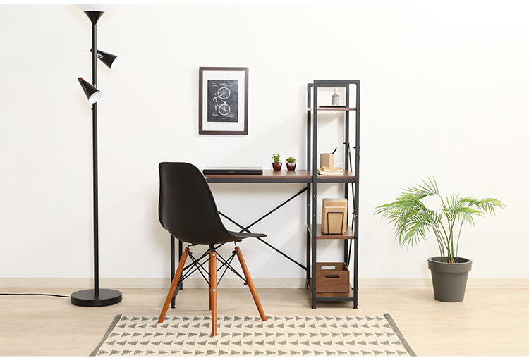 シンプルデスク ラック付き 本棚 作業机 デスク シェルフ リモートワーク 勉強机 学生 新生活 一人暮らし(代引不可)